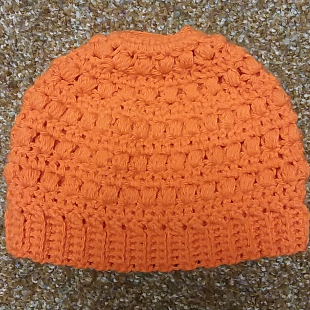 Small adult crochet ponytail hat
